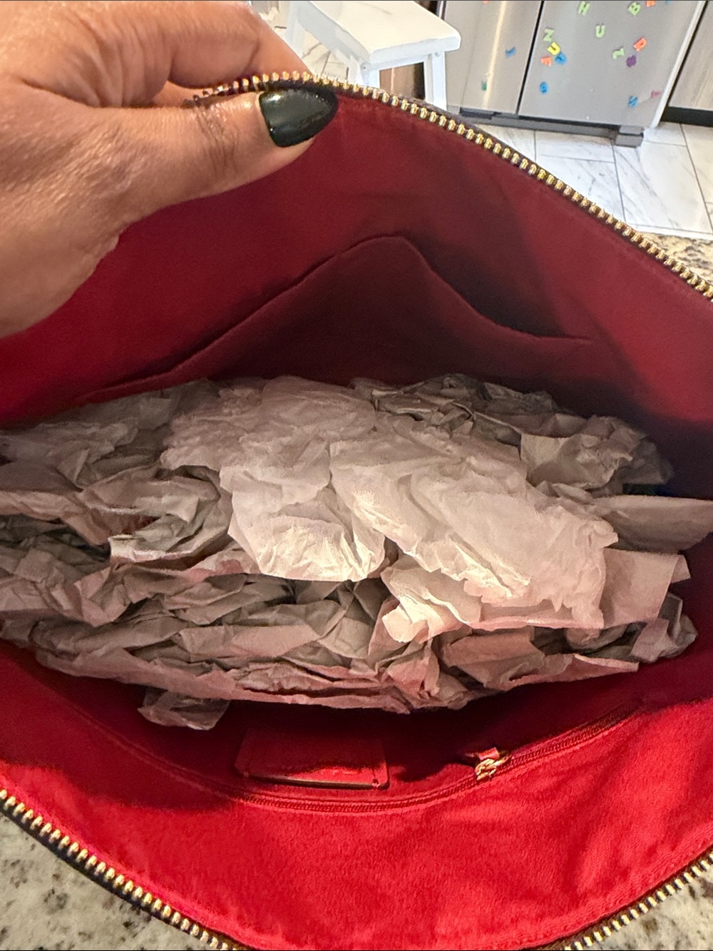 COACH Signature Tote with Red Leather Trim - Picture 3 of 16